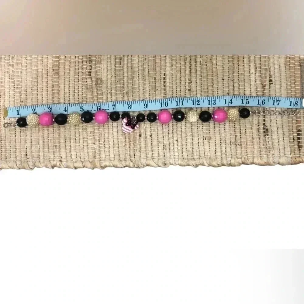 Girls Bubble Gum Bead Necklace with Minnie Mouse